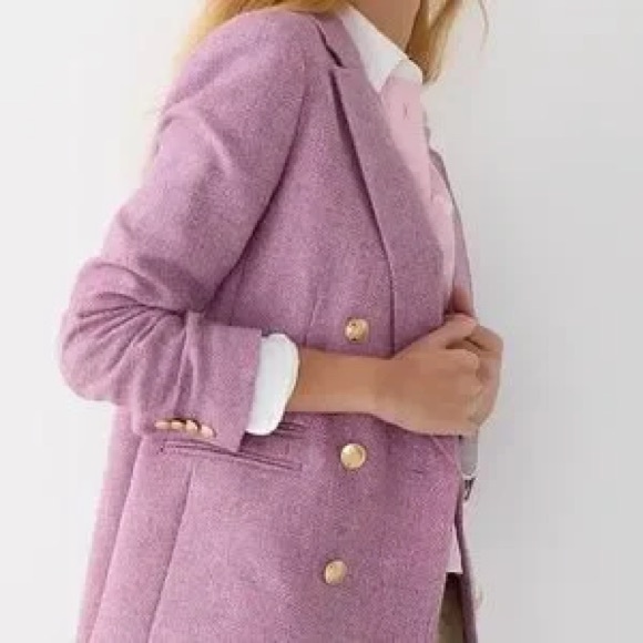 New! J. Crew Bristol Blazer Lilac Herringbone 100% Wool Purple Pink Sz 12 Petite - Picture 2 of 14